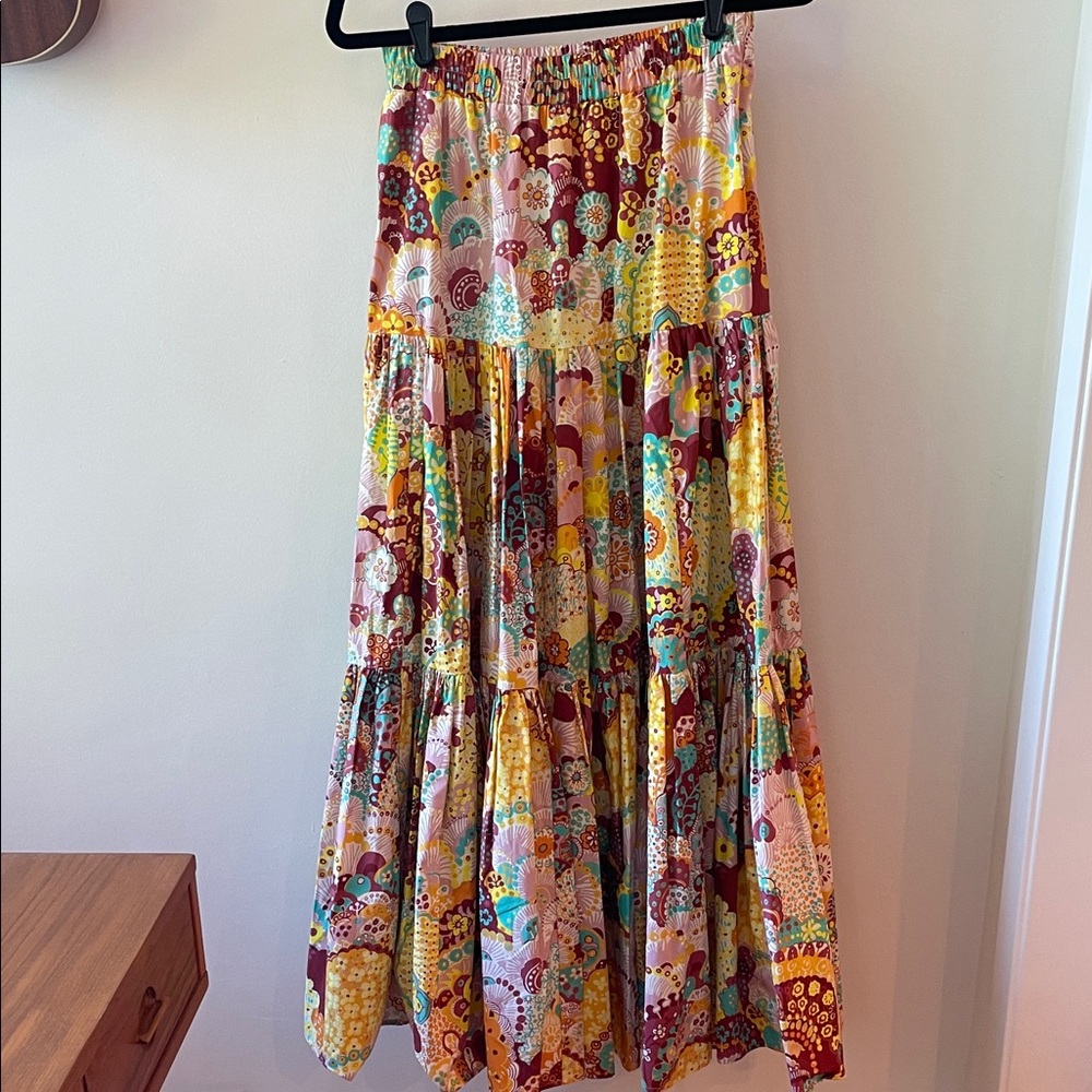 La DoubleJ Floral Tiered Maxi Skirt